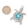 Synthetic Turquoise & Acrylic Beaded Flower Sea Animal Pendants PALLOY-JF03830-2