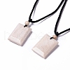 Dyed Natural Fossil Coral Rectangle Pendant Necklace for Women NJEW-C002-02A-1