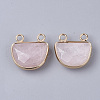 Natural Rose Quartz Semi Circle Pendants G-S359-011F-2