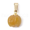 Natural Yellow Aventurine Pumpkin Charms with Golden Tone 304 Stainless Steel Snap on Bails PALLOY-JF02349-02-3