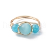 Cat Eye Beaded Finger Ring RJEW-JR00560-01-6