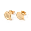 Twist Flat Round Brass Stud Earring Findings KK-M270-35G-1