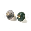 Natural Moss Agate Rondelle Charms with Rack Plating Brass Loops G-G110-05B-07-2