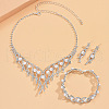 Horse Eye Alloy Crystal Rhinestone & Plastic Pearl Chain Necklaces & Stud Earrings & Bracelets Sets  FS-WG3003B-01-4