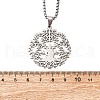 304 Stainless Steel Buddha Yoga Tree of Life Pendant Necklaces NJEW-S440-11P-3