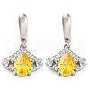 Brass Pave Cubic Zirconia Ginkgo Leaf Hoop Earrings for Women EJEW-I304-30P-2