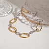 304 Stainless Steel Oval Link Bracelets for Men Women BJEW-Z108-03GP-1