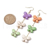 Triple Butterfly Dyed Synthetic Turquoise Dangle Earrings for Women EJEW-JE05899-3