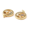 Brass Cubic Zirconia with Shell Pendants KK-K342-16G-3