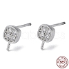 Rhodium Plated 925 Sterling Silver Stud Earring Findings STER-M115-15P-1