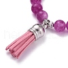 Dyed Natural Chalcedony Round Beads Stretch Bracelets Set for Girl Women BJEW-JB07058-11