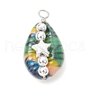 Printed Natural Cowrie Shell Copper Wire Wrapped Pendants PALLOY-JF03954-02-3