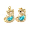 Brass Micro Pave Cubic Zirconia with Synthetic Opal Pendants KK-D096-04A-G-1