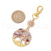Chakra Natural & Synthetic Gemstone Chips Beads & Alloy Tree of Life Pendant Decorations HJEW-JM03129-3