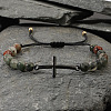 Natural Prehnite Round Bead Braided Bead Bracelets FL7803-2-1