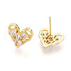 Cubic Zirconia Heart Stud Earrings X-EJEW-G353-03G-2