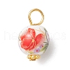 Handmade Flower Printed Porcelain Ceramic Pendants PALLOY-JF03928-02-3