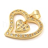 Rack Plating Brass Micro Pave Cubic Zirconia Pendants KK-C044-18G-2