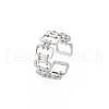 304 Stainless Steel Open Rectangle Cuff Ring for Women RJEW-S405-237P-3