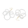 Flower Glass Pearl Beaded Dangle Earrings EJEW-JE05882-4