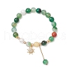 3Pcs Natural Striped Agate Round Beaded Bracelets BJEW-JB11924-3