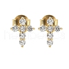 925 Sterling Silver Clear Cubic Zirconia Stud Earrings EJEW-Q032-01B-G-4