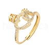 Brass Micro Pave Cubic Zirconia Adjustable Finger Rings for Women RJEW-M099-02G-4