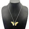 Vintage Butterfly Alloy Pave Natural Paua Shell Pendant Necklaces TU8289-1-1