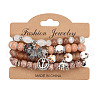 4Pcs Bohemian Style Alloy & Glass & Acrylic Charm Bracelets Set WG8E884-05-1