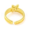 Butterfly Brass Micro Pave Clear Cubic Zirconia Open Cuff Rings for Women RJEW-U003-06G-3