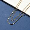 304 Stainless Steel Square Snake Chain Twisted Chain Double Layer Necklaces NJEW-S453-01G-B-3