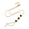 Triple Heart 304 Stainless Steel & Black Plastic Y Necklaces for Women NJEW-U032-13G-02-4