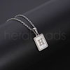 Rectangle Stainless Steel Pave Natural White Shell Pendant Necklaces FS-WG3D812-08-1