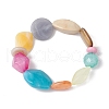 Rainbow Color Nuggets Acrylic Beaded Stretch Bracelets for Women BJEW-JB10497-3