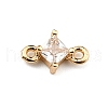 Brass Pave Clear Cubic Zirconia Connector Charms KK-C057-02G-1