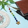 Butterfly Alloy Enamel Pendant Bookmark with Chakra Gemstone Bead AJEW-JK00253-01-2