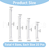DICOSMETIC 80Pcs 4 Styles 304 Stainless Steel Link Connectors STAS-DC0016-20-2