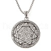 Alloy Seal 7 Archangels Flat Round Pendant Necklaces NJEW-P316-04AS-1
