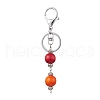 Dyed Natural Wood Round Beaded Keychain KEYC-JKC00930-4