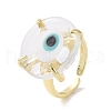 Lampwork Evil Eye Open Cuff Ring RJEW-C051-01G-09-2