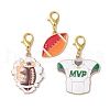 3Pcs 3 Styles Rugby Theme Alloy Enamel Pendants Decoration HJEW-JM02996-2