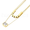 Ion Plating(IP) Golden Tone 304 Stainless Steel Pave Cubic Zirconia Rectangle Pendant Necklaces for Women NJEW-K276-09G-03-1