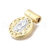 Religion Theme Brass Hammered Pendants KK-V010-09GP-02-2