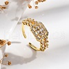 Rack Plating Brass Micro Pave Clear Cubic Zirconia Open Cuff Finger Rings for Women RJEW-M028-94G-2