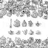100Pcs 10 Styles Tibetan Style Alloy Pendants TIBEP-CJ0002-75-3