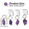 4Pcs 4 Style Pet Theme Natural Amethyst Keychain PALLOY-PH01419-5