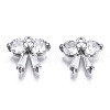 Brass Inlaid Clear Cubic Zirconia Charms ZIRC-S069-018P-1