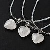 Natural Quartz Crystal Rock Crystal Heart Pendant Necklaces NJEW-G143-02I-1