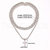 2Pcs Cross Zinc Alloy Clear Cubic Zirconia Pendant Double Layer Necklaces for Women Men FS-WG0C5CD-02-2