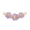 Natural Apatite & Carnelian & Rainbow Moonstone & Amethyst Faceted Round Beaded Curved Connector Charms PALLOY-TA00238-3